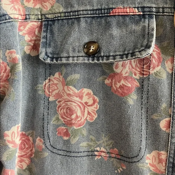 BiBi Blue Floral Jean Shacket - Picture 4 of 6